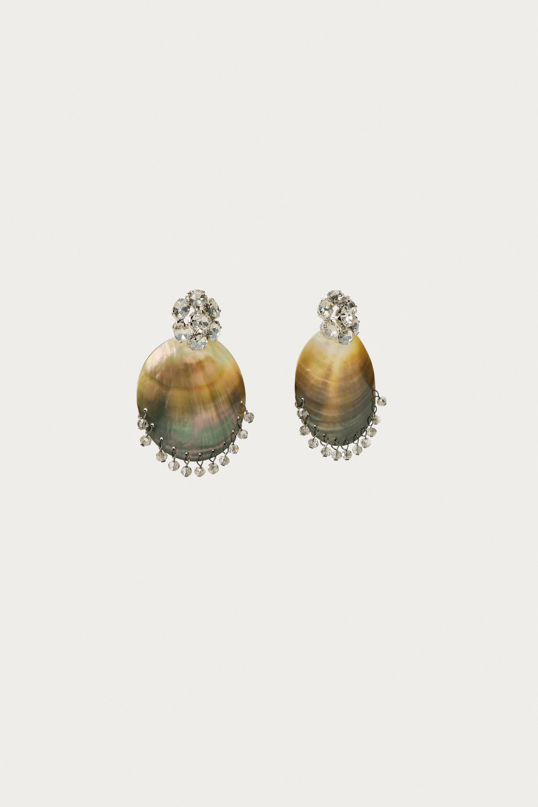 MARISA BERENSON X ZARA JEWEL SHELL EARRINGS